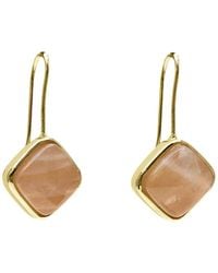 Farra - Moonstone Square Shaped Minimalist Earrings - Lyst