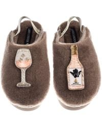 Laines London - Neutrals Flatform Cloud Closed Toe Slippers With Angelic Rose Wine Brooches - Lyst