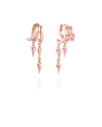 Aaria London - Lynx Stacked Triple Hoop Huggie Illusion Earrings - Lyst