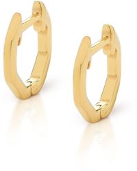 Nellou Jewellery - Hex Huggie Earrings Plated Sterling - Lyst