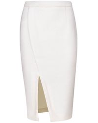 Conquista - Neutrals Off Faux Mouflon Pencil Skirt - Lyst