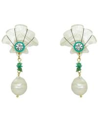 Gissa Bicalho - Neutrals Acrylic Handmade Earring Shell And Pearl Pendant - Lyst