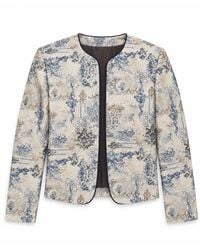 Stovaria - Ivory Printed Silk-Cotton Jacquard Statement Jacket - Lyst