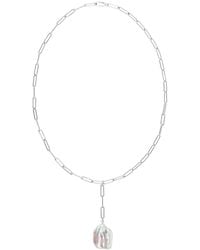 Ora Pearls - Aetia Lariat Flat Baroque Pearl Chain Necklace - Lyst