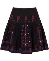 Raffya - Issabel All Over Embroidered Mini Skirt - Lyst