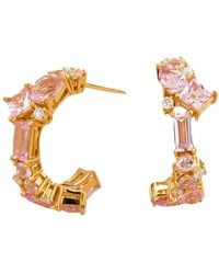 Juvetti - Sapphires And Diamonds Medium Hoop Lanna Earrings - Lyst