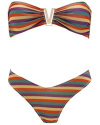Aulala Paris - Metallic Mermaid Vintage Inspired Lurex Striped Bikini - Lyst