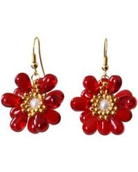 Laura Daili - Ruby Flower Glass Earrings - Lyst