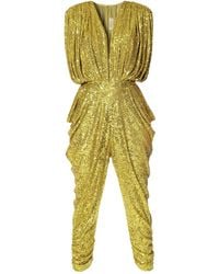 AGGI by HALEWSKI - Saddie Lemon Frost Sequin Party Jumpsuit - Lyst