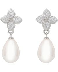 LÁTELITA London - Clover Flower Pearl Drop Cz Earrings - Lyst