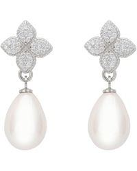 LÁTELITA London - Clover Flower Pearl Drop Cz Earrings - Lyst