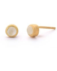 Nellou Jewellery - Mini Gem Dot June Birthstone Earrings Moonstone Plated Sterling - Lyst