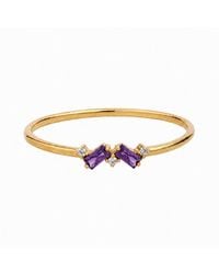 Belinda Jewelz - Amethyst Double Baguette Birthstone Ring - Lyst