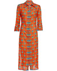 N'Onat - Linda Long Shirt Dress With Tulip Design In Coral - Lyst