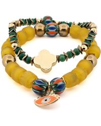 Ebru Jewelry - Whispers Of The Evil Eye Beaded Bracelet Set - Lyst