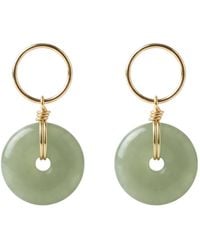 seree - Coin Green Jade Hollow Earrings - Lyst