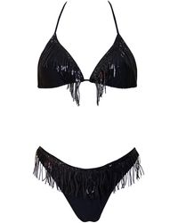 Aulala Paris - The Midnight Fringe Sequin Bikini - Lyst