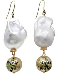 Farra - Christmas Style Baroque Pearls With Snowflake Ball Dangle Earrings - Lyst