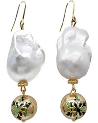 Farra - Christmas Style Baroque Pearls With Snowflake Ball Dangle Earrings - Lyst