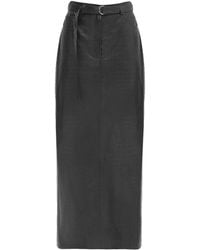 Julia Allert - Croc-Effect Faux Leather Straight Long Skirt With Belt - Lyst