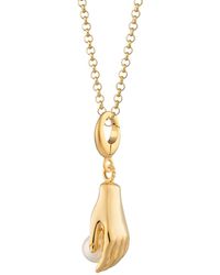 Lily Charmed - Plated Hand And Pearl Charm Necklace - Lyst