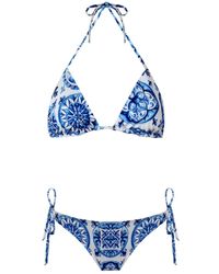 Nur Karaata - Triangle Bleu Blanc Bikini Set - Lyst
