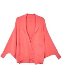 Saachi - Open Front Oversized Coral Cardigan Sweater - Lyst