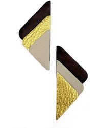 WAIWAI - Neutrals Fan Leather Statement Earrings - Lyst