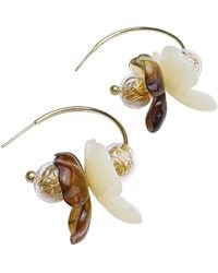 Paisie - Neutrals Amber Bloom Hoop Earrings - Lyst