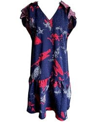 Arto. - Floral Flared Fit Gartherd Shoulder Dress - Lyst