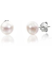 Unaloe - Elegant Sterling Pearl Stud Earrings– Luxury Handmade Jewelry For - Lyst