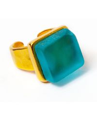 Smart Glass Jewelry - Recycled Gin Bottle Cube Ring Aqua - Lyst