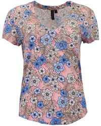 lords of harlech - Victoria Tropical Mix Coral V-Neck Printed Top - Lyst