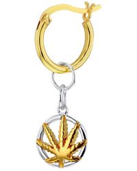 True Rocks - 2Tone Mini Happy Leaf Sterling & 18Kt Plate Detail On Hoop - Lyst