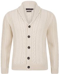 Paul James Knitwear - Chunky Merino Wool Theodore Shawl Collar Cable Cardigan - Lyst