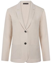Paul James Knitwear - Neutrals Midweight Cotton Tara Relaxed Fit Knitted Blazer - Lyst
