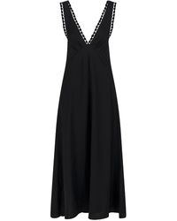 Langner - Embroidered Lace Linen Maxi Dress - Lyst