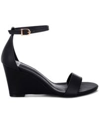 Rag & Co - Pobora Genuine Leather Slim Wedge Heel Sandals - Lyst