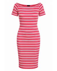 Conquista - Striped Bardot Dress - Lyst
