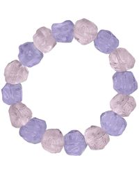 Farra - Nugget Amethyst And Rose Quartz Stretchy Bracelet - Lyst