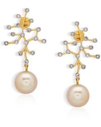 Dhwani Bansal - Vira And Diamond Earrings With South Sea Pearls - Lyst