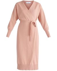 Paisie - Knitted Wrap Dress In Pink - Lyst