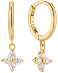 Vanhi - Flora Crystal Charm Huggies - Lyst