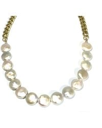 Rachel Nathan - Neutrals Pearl Coin & Curb Necklace - Lyst