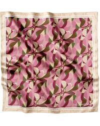 Lamberty Munich - Neutrals Blurry Seas Retro Rose Midi Silk Scarf - Lyst