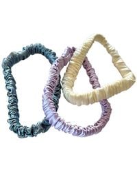 Soft Strokes Silk - Set Of Three Pure Mulberry Silk Skinny Scrunchies Weekly Special Hair Ties Lilac Rain - Lyst