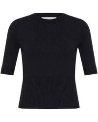 Theo the Label - Nomia Ribbed Waist Crew Sweater Tee - Lyst