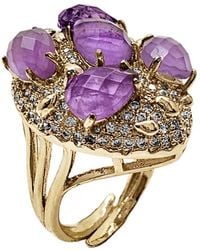 Farra - Amethyst Stones Cocktail Statement Ring - Lyst