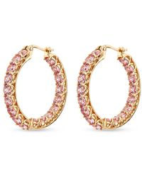 SALLY SKOUFIS - Luxe Grande Hoop Earrings With Made Cz Diamond Stimulant - Lyst
