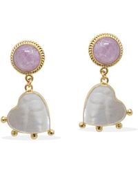 Vintouch Italy - Happy Hearts Earrings With Kunzite And Pearls - Lyst